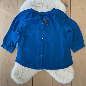Adrienne Vittadini Blue Button up Top Size XL